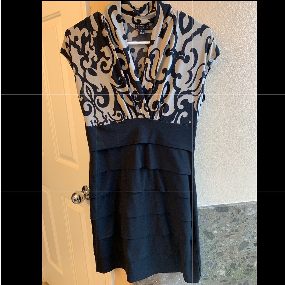 NWOT dress black/beige sheath bodycon Enfocus 8
